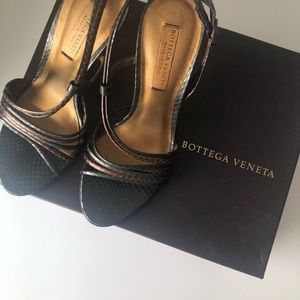 Bottega Veneta Strappy Metallic Slingback Sandals